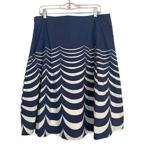 Boden Navy and White Wave Pattern A-Line Skirt